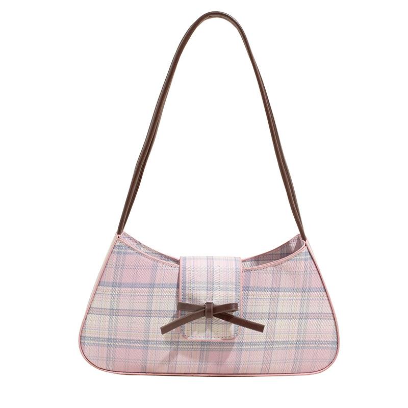 South Korea's New Niche Sweet Plaid College Style Underarm Bag Women's Fashion Casual Girl Style Versatile Shoulder Bag