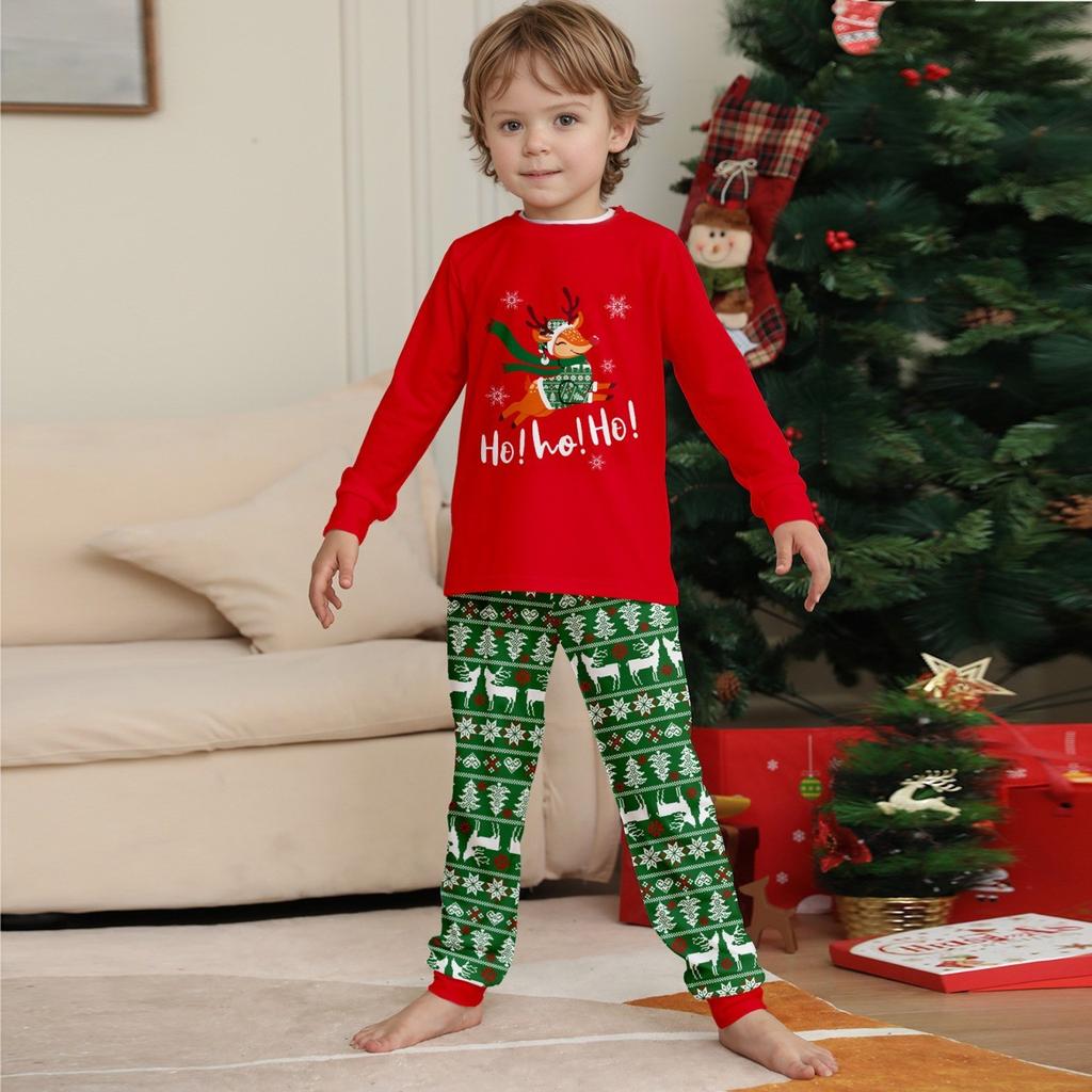 Lässiger und modischer Weihnachts-Eltern-Kind-Anzug mit Hirsch- und Buchstabenprint Hauskleidung