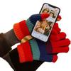 Fashionable Rainbow Open Finger Gloves Warm Windproof Knitted Mittens Thickened Touch Screen Gloves Girl