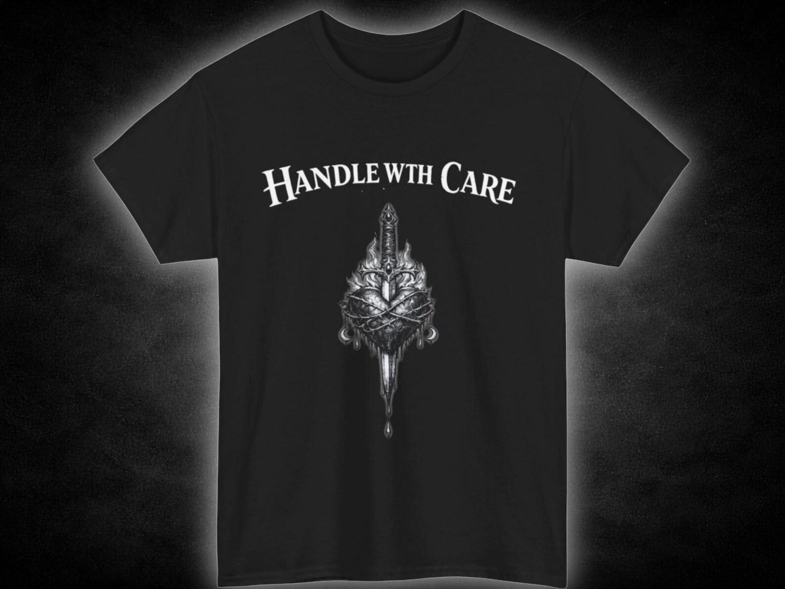Handle With Care heart dagger graphic Tee | gothic metal aesthetic 3XL