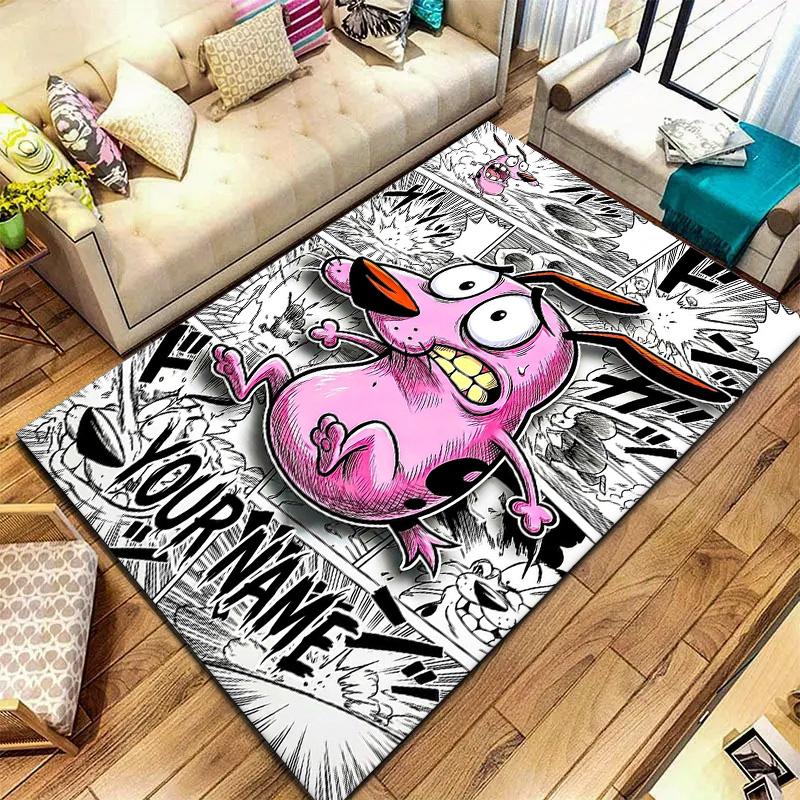 Pink Bunny Galaxy Custom Name Carpet Rug For Living Room Bedroom Home Sofa Decoration Kids Play Nonslip Floor Mat