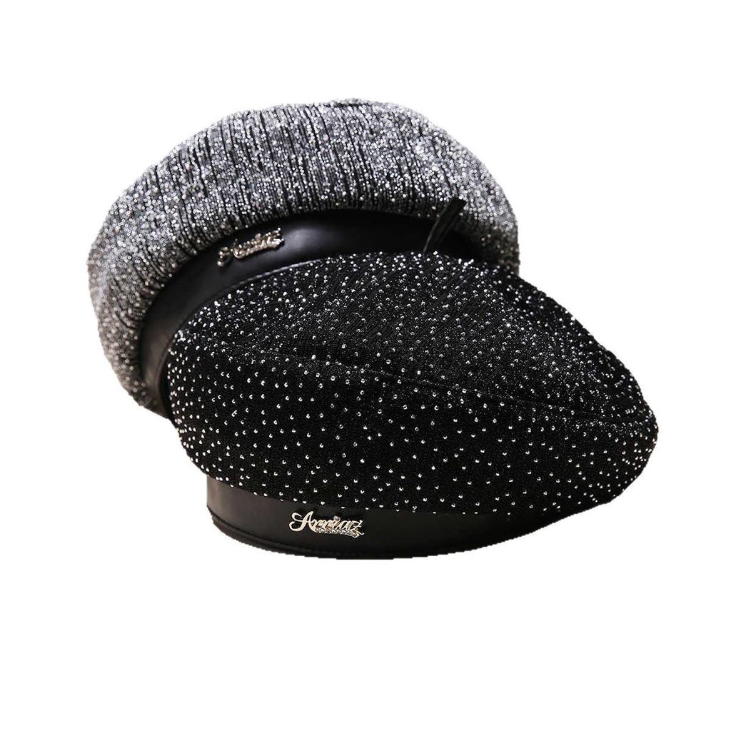 Chic Korean-Style Starry Sky Beret - Versatile Spring/Autumn Letter Hat for Women