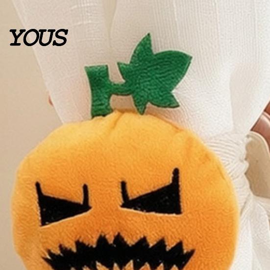 Halloween Decor Curtain Tieback Pumpkin Tieback, Plush Fabric Strap Holiday Holder Holder, Decorative Draperies Holdback for Home Party