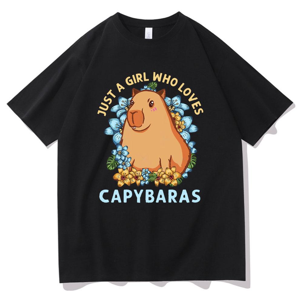 I Love Capybaras Print Men Women Fashion Casual Loose Tshirts Crew Neck Hip Hop Man Funny Tshirt Male Tee Shirt Male Streetwear