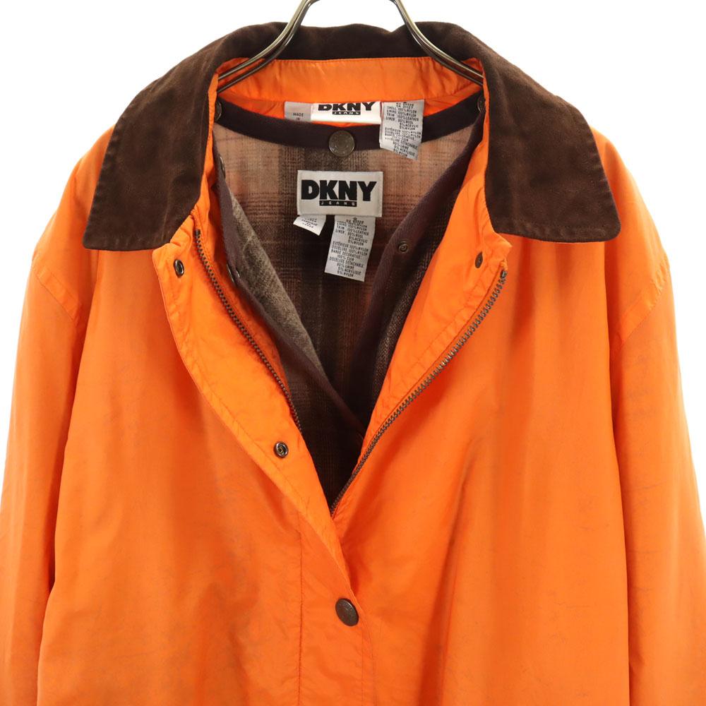 DKNY JEANS 90s Old Stainless Collar Coat S Orange With Liner Women Used