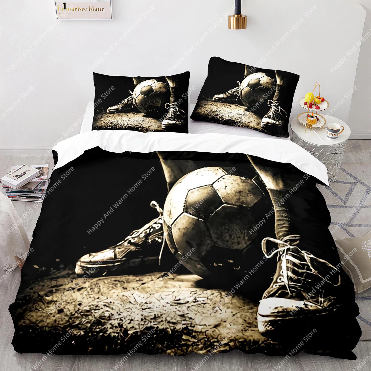 

Fotbal King Quen Soft Duvet Cover 3D Socer Beding Set For Young Boys Tens Adult People Bal Game Comfortable Quilt Cover Sport Fans Soft Warm Comforter 100*200cm Single