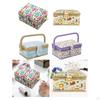 Cesta de Costura a Mano con Asa de Transporte 19x13x10cm para Accesorios Portátiles Esenciales Hilo