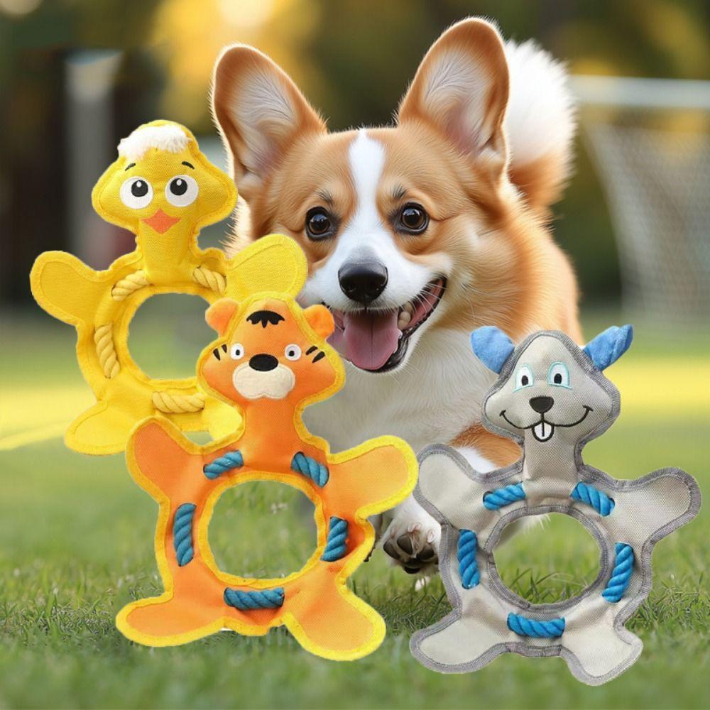 Bite Resistant Rope Knot Dog Toys Duck/Frog Shape Dog Flying Disc Toy  for Relieve Boredom