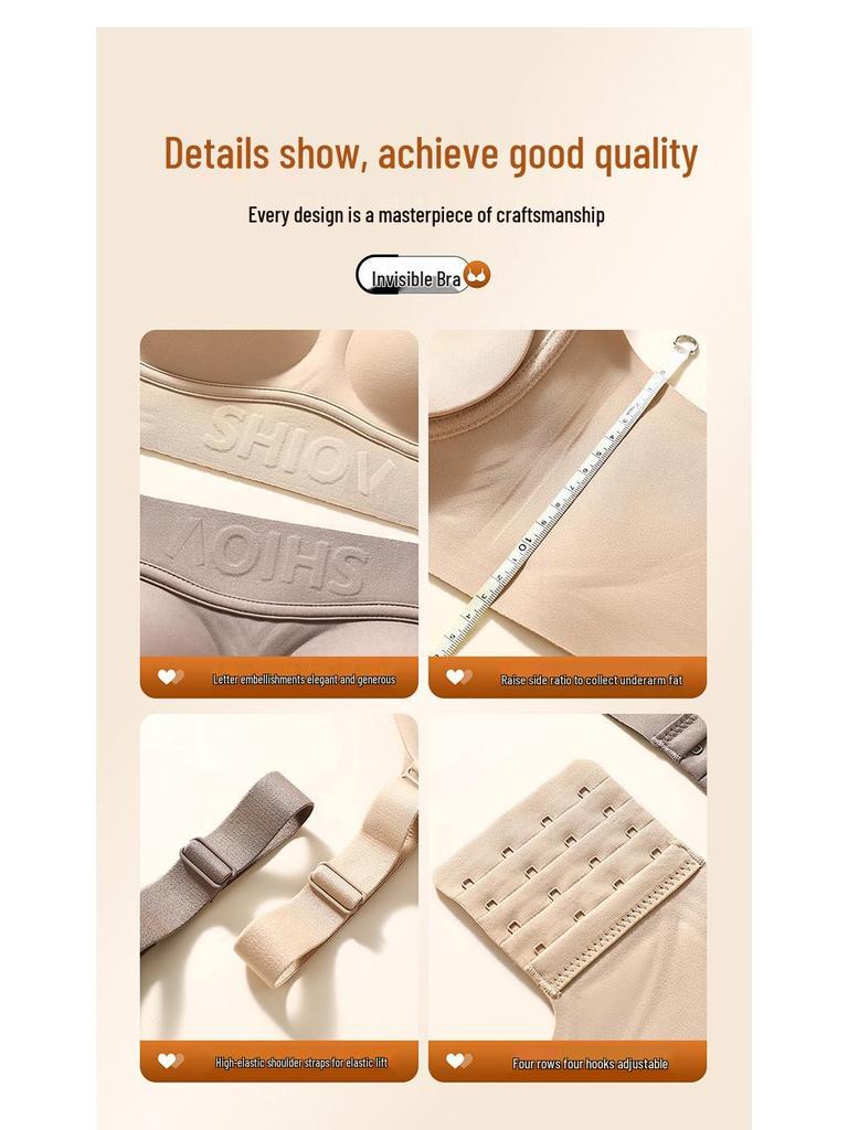 Bezešvá měkká podpůrná podprsenka proti povisání s želé zády pro ženy - Plus size