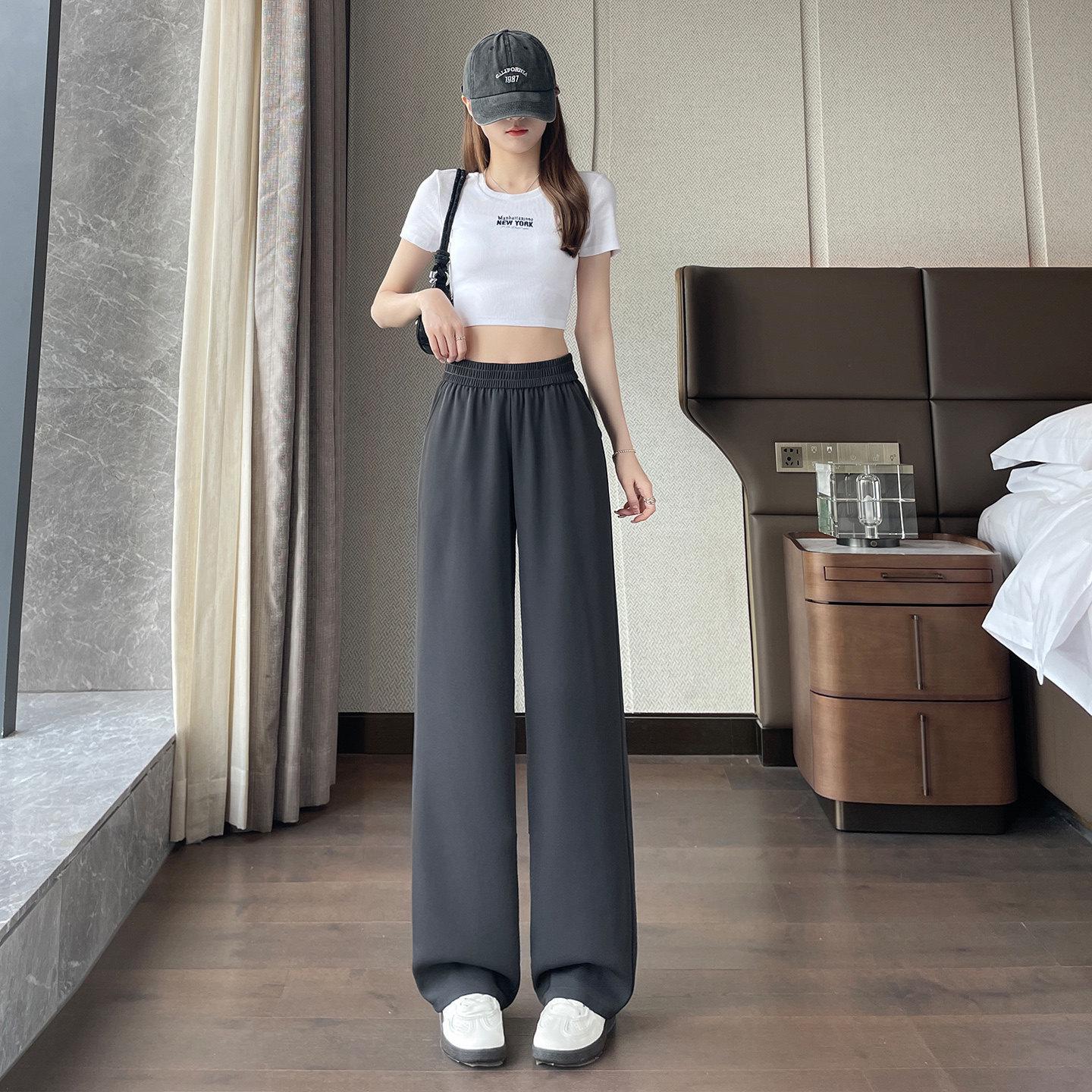 

Korean Women s Retro High-Waisted White Summer Drape Pants - Straight Leg and Versatile L for 109-120 lbs