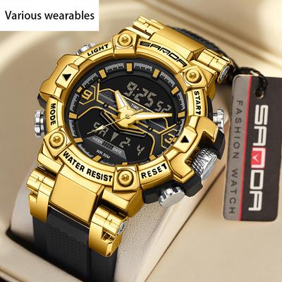 New Electronic Watch Multi-functional Fashion Trend Men's Watch Cool Watch Glow-in-the-dark Waterproof Shockproof Alarm Clock Men's Watch