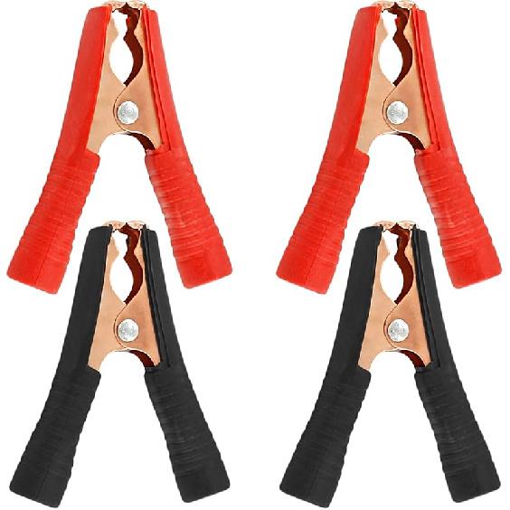 4Pcs 100A Insulated Alligator Clips Electrical Heavy Duty Alligator Clamps, Battery Replacement Cable Metal Spring Loaded Jumper Clips for Car Auto