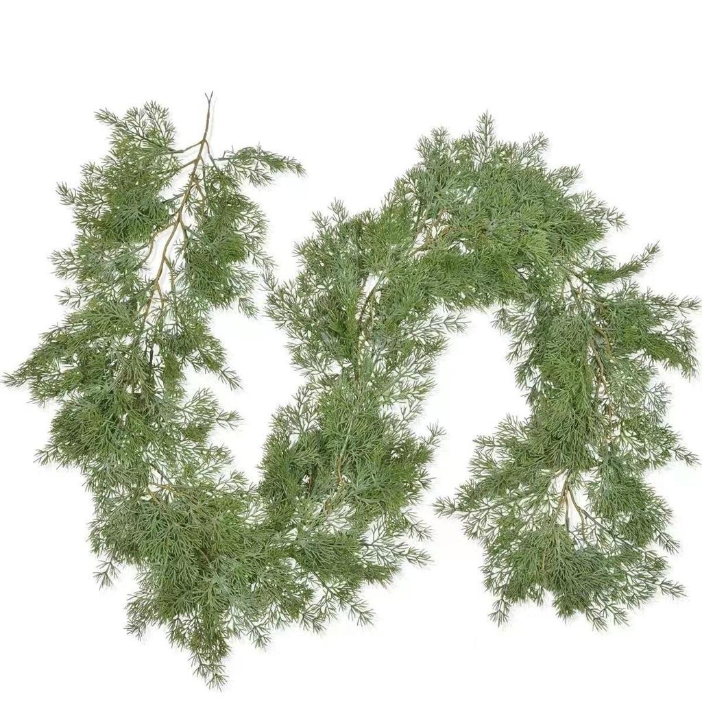 1Pc Holiday Decoration Soft Glue Pine Needle Cypress Pine Leaf Simulation Rattan Wall Hanging, Used for Outdoor Holiday Ceremony Decoration