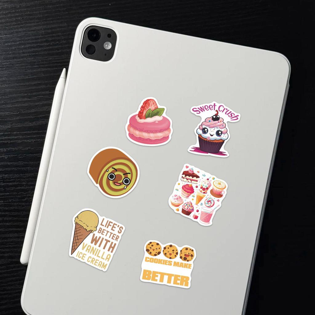 50pcs Cartoon Dessert Graffiti Stickers for DIY Suitcase & Notebook Decoration