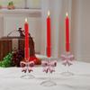 Luxury Transparent Glass High Footed Pink Big Bow Romantic Candle Holder Party Table Decoration Use Candle-stick Decent Gift