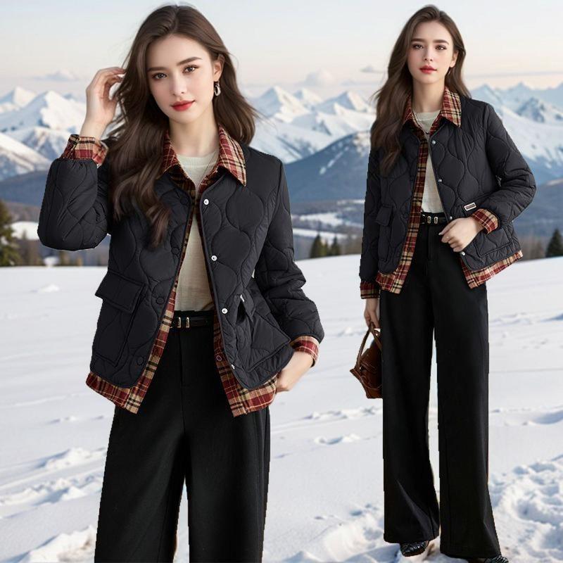 

Куртка из двух частей с воротником-стойкой, легкая, короткая, зимняя, женская, с хлопковым оттенком, для сохранения тепла M recommends 85-52.5 kg чёрный