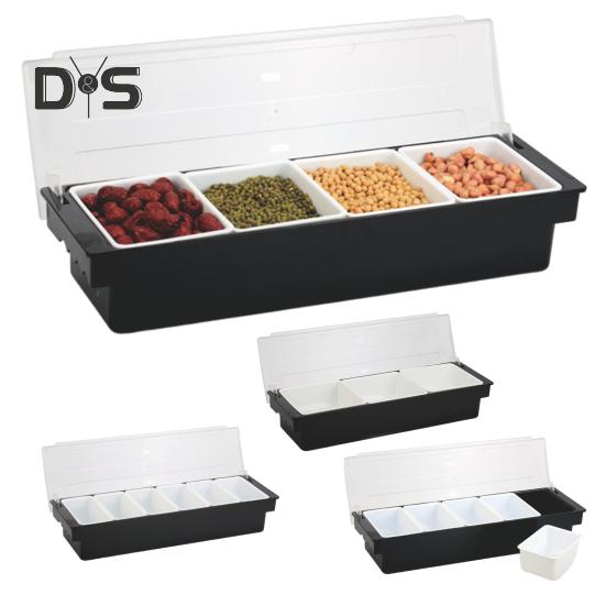 Kořenící krabička Ovocná zelenina Košík na koření s dávkovačem víka Plastový zásobník na zmrzlinu a salátový barový organizér pro restaurační potřeby