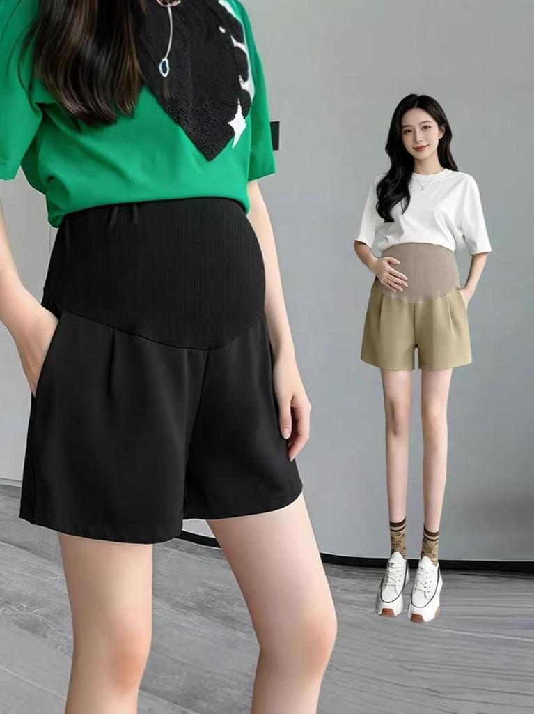 High-Waisted Belly Support Maternity Shorts – Loose, Plus Size, Casual Summer Wear