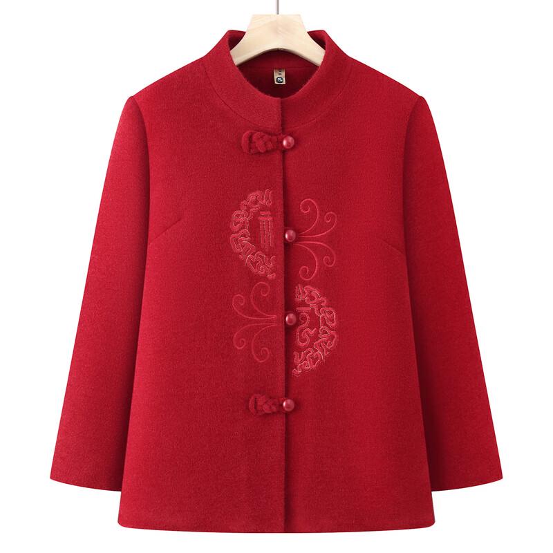 Elderly Women's Retro Embroidered Warm Winter Coat