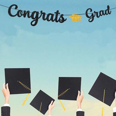 Glitter Decor Graduation Party Banner Garland Reusable Graduation Hanging Banner Handmade Decorative Party Scene Prop