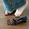 Fashion Leopard Women Slippers Mid Heels Summer Shoes 2024 Designer Beach Dress Flip Flops Walking New Casual Pumps Cozy Femme Slides