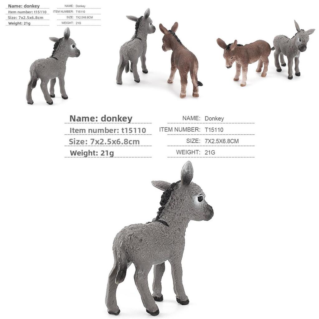 Realistic Animal Model For Children Pvc Mini Donkey Figurine Learning Toy
