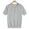 2026 Summer Ice Silk T-Shirt: Fashionable Loose Knit Short Sleeve for Middle-Aged Women