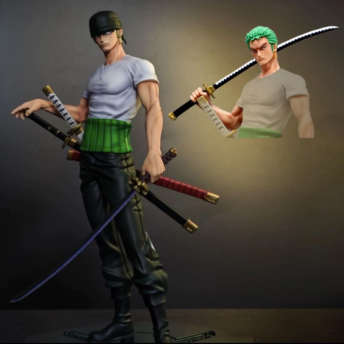 25cm/9.84in Anime One Piece Figure Roronoa Zoro Figure PVC Statue Collectible Model Toys Gifts