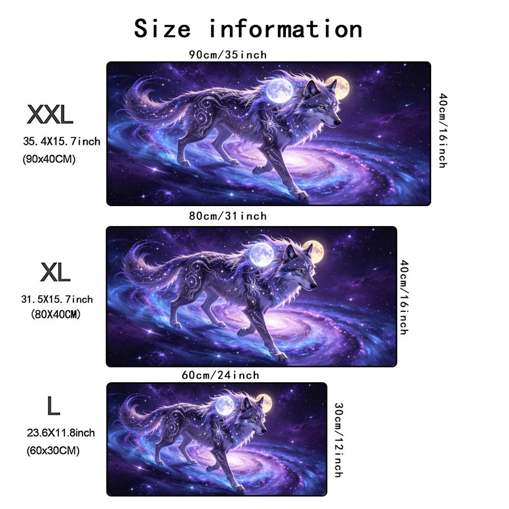 Celestial Wolf Mouse Pad L Large Computer Office Game Table Mats Rubber Antislip Gaming Keyboard Mousepads Long Desk Pads 40x90