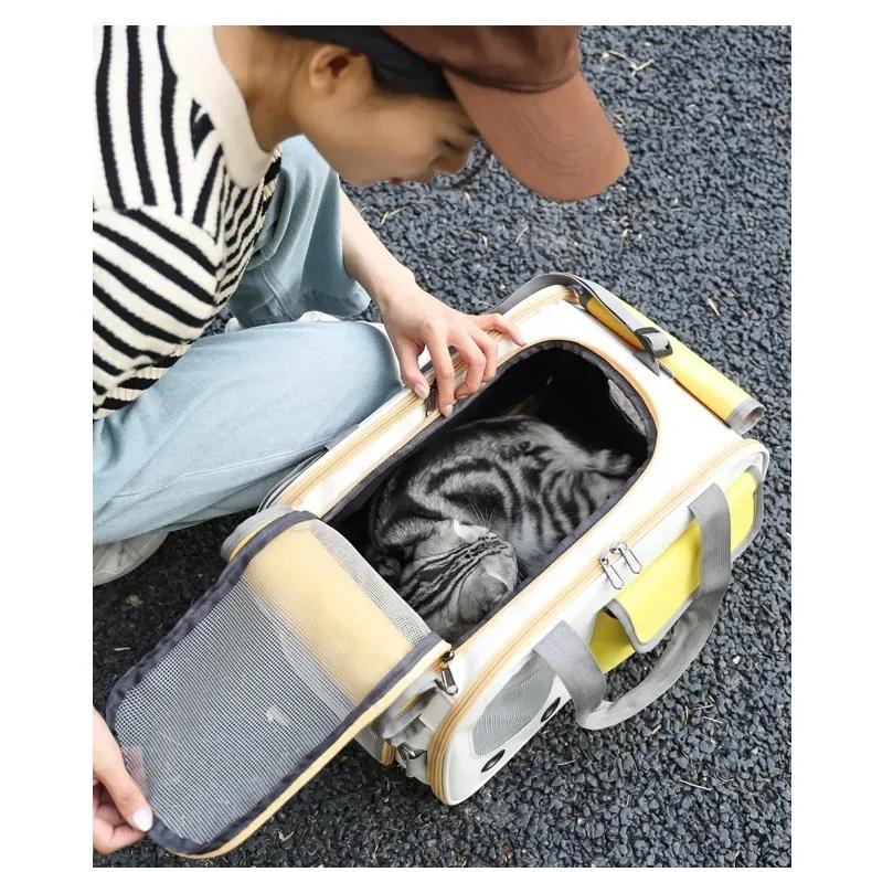 Oddychająca torba transportowa dla kota, torby podróżne dla psów, kotów, składana torba typu tote, torba na ramię dla zwierząt domowych, psów, kotów, akcesoria
