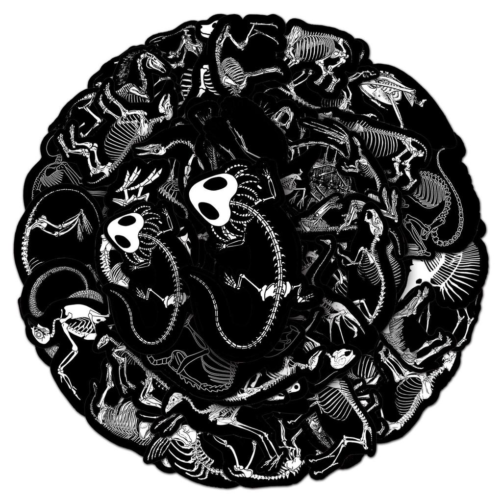 50 Animal Skeleton Stickers: Colorful Bone Art for Journals & Decor