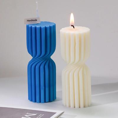 Pinstripe Pillar Candle Mould Flat Top Columnar Mold Stripe Cylindrical Candle Mold  Candle Making