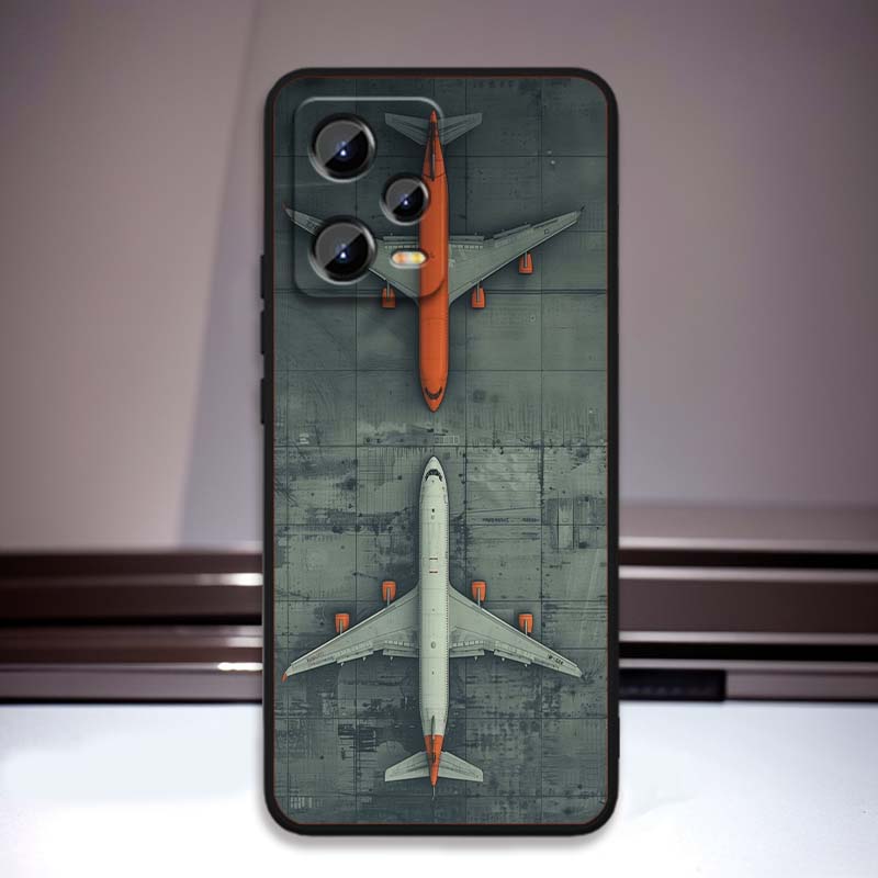 Fashion airplane pattern For Xiaomi Redmi Note 15 14 13 12 12S 11E 11 11S Pro Plus 4G 5G Black Soft TPU Phone Case