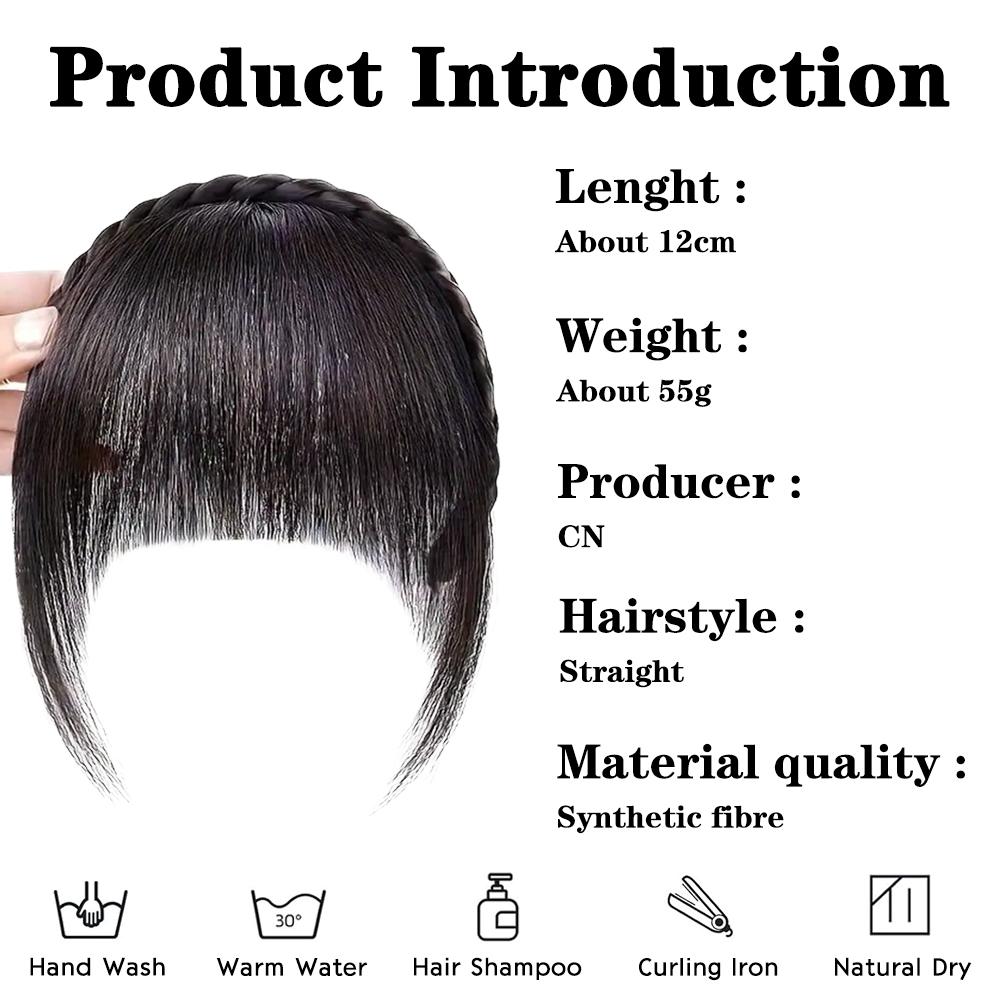 MERISIHAIR Cobertura Sintética Curta para a Testa Invisível Espessa Franja Natural Postiço Elegante Faixa Trançada Feminina Com Franja