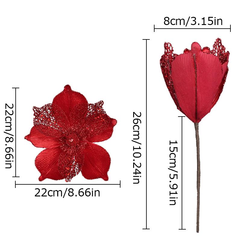 Simulated Flower Glitter Sequin Christmas Home Party Multiple Colors Unique Decorative Accessories