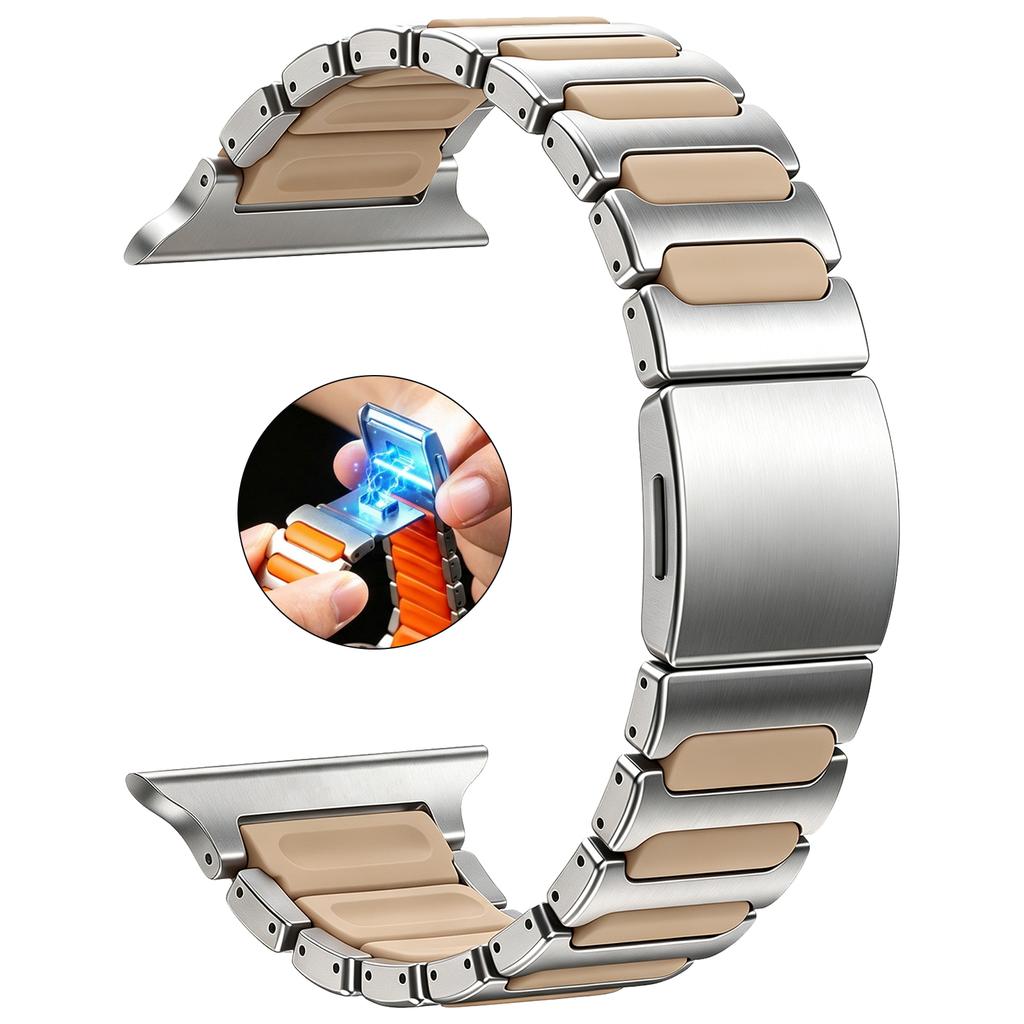 Magnetic Clasp Watchbands Comfort Silicone & Titanium Band for Apple Watch Ultra 3 2 49mm Bracelet Strap Fot Series 11 10 9 & SE