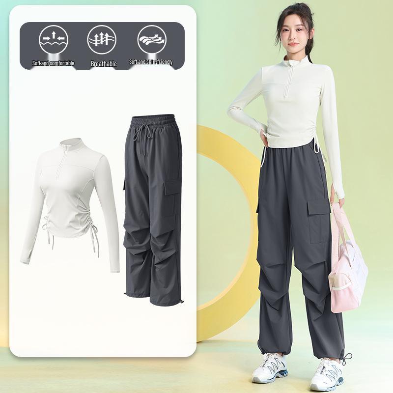 

2025 Fall/Winter Women s Quick-Dry Half-Zip Long Sleeve Yoga Training Set L