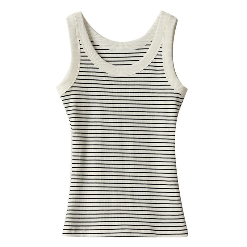 Cotton Striped Tank Top For Women Summer High Elasticity Comfortable Casual Wear