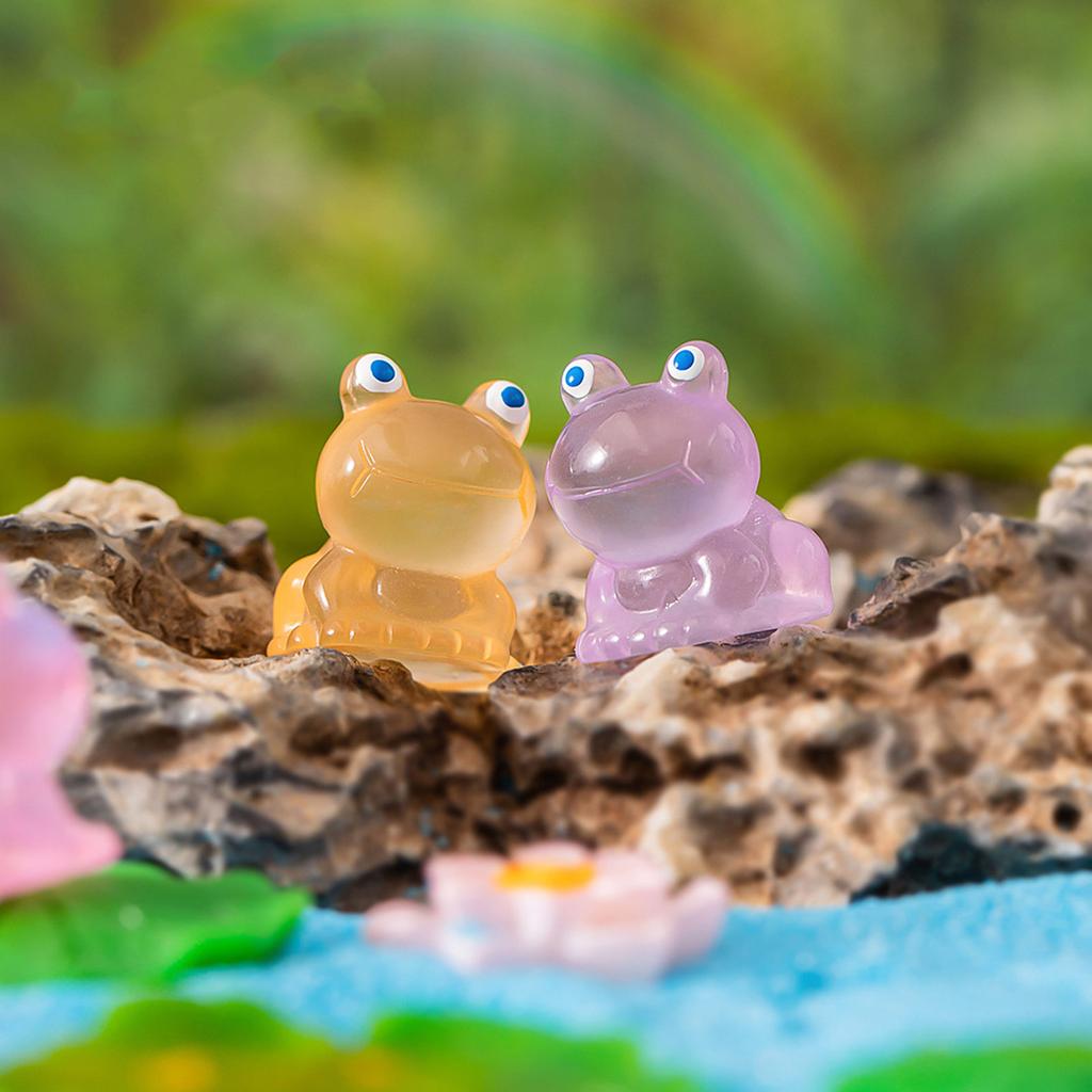 Set of 20 Glowing In the Dark Resin Miniature Frogs Figurines Various Colors for DIY Crafts and Party Decorations