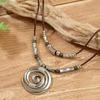 Spiral Leather Rope Necklace Women Alloy Pendant Vintage Boho Choker Geometric Statement Jewelry 2025