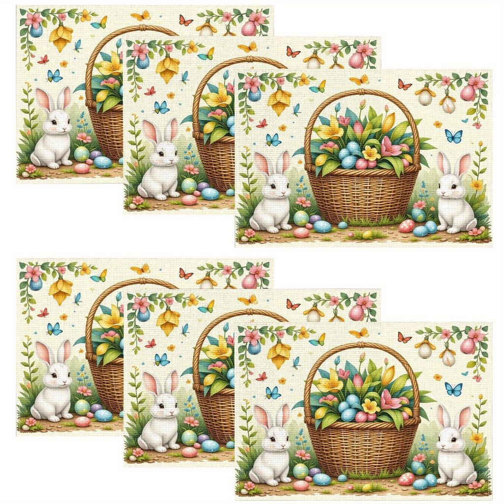 Of 2, 4, Or 6 Modern Placemats Featuring an Easter Design, Perfect for Enhancing The Beauty of Your Restaurant Or Kitchen