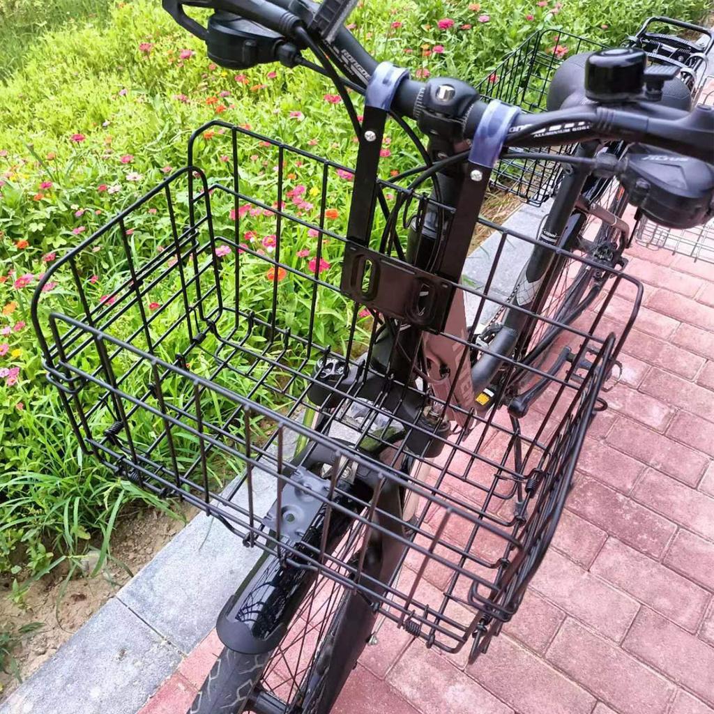 Bike Basket, Heavy-Duty Metal Wire Bicycle Basket with Hooks, Quick Install, Rust-Resistant, Large Capacity for Grocery Shopping Pets Daily Commuting
