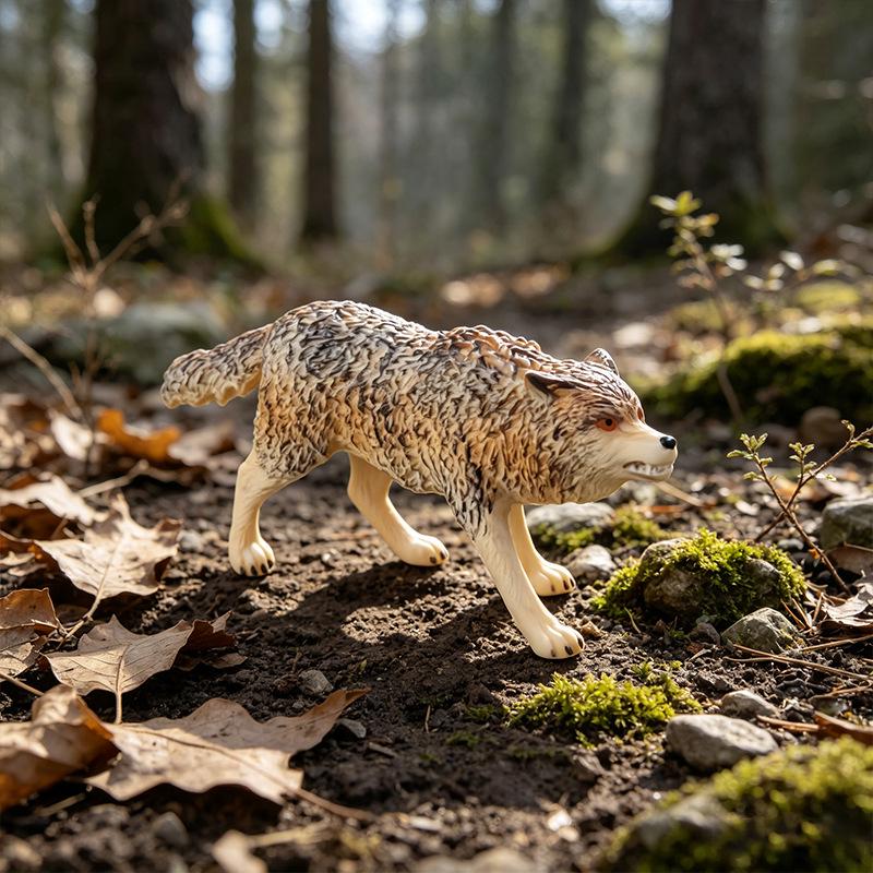 Cross-border Wild Animal Model: Prairie, Brown, Snow, Predator Wolves & Cub Educational Display Toy