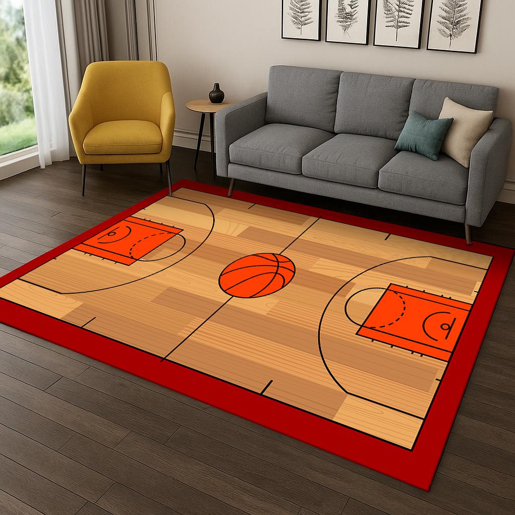 Basketball Court Cartoon Carpet Carpet Rug for Sofa Bedroom Living Room Doormat Home Decor,Kid Game Area Rug Non-slip Mat Gift