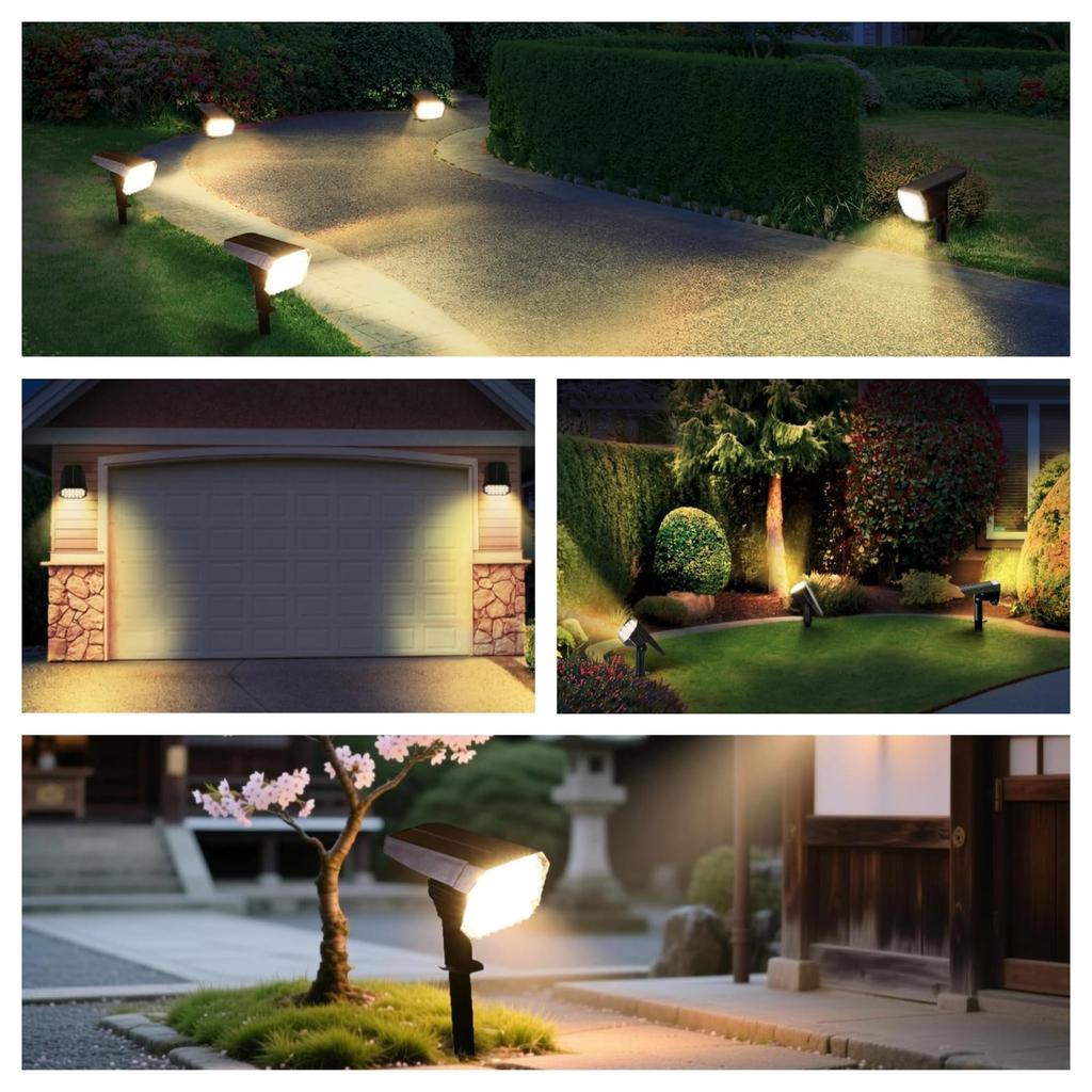 Ytimmly Solarleuchten, Außenbereich, Wasserdicht, Gartenleuchten, Außenstrahler, Lichtsensor, Ultrahell 600lm, Monokristallines Solarpanel, IP65,