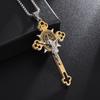 Stainless Steel Christian Saint Benedict Jesus Cross Pendant Necklace Amulet Jewelry Gift for Men Women