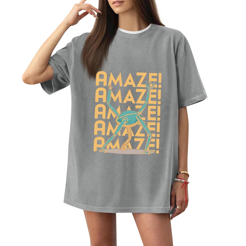 Women's Casual Printed T-Shirt Round Neck Pullover Short Sleeve Top