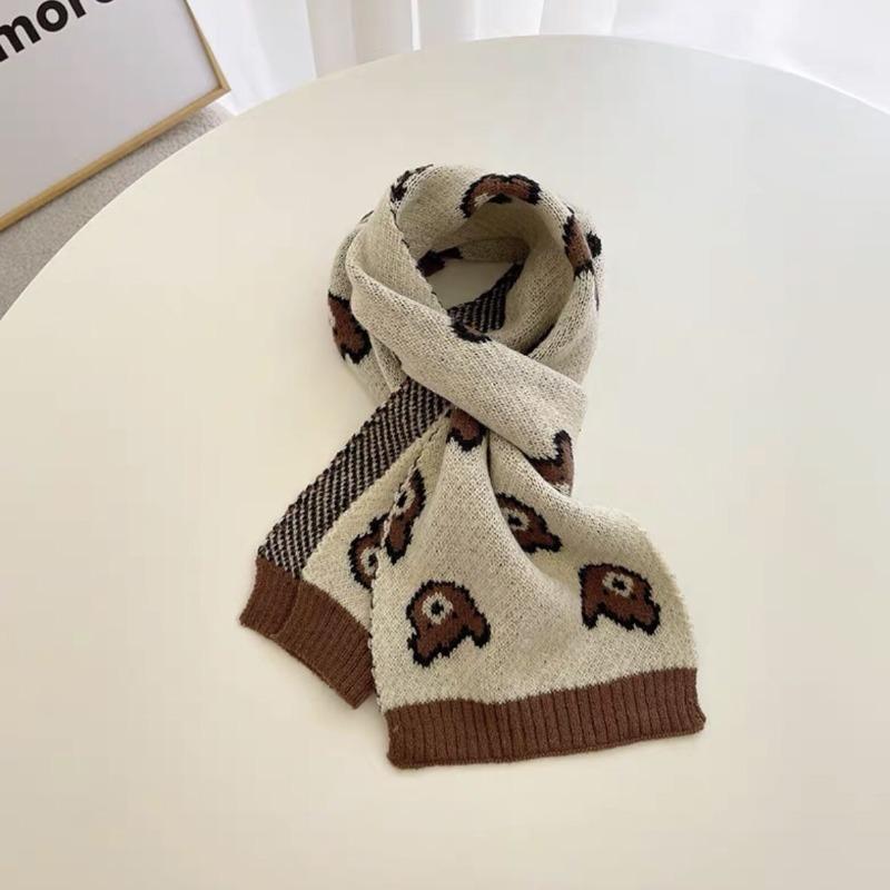 

Детский милый вязаный шарф с медвежонком, утолщенный для осени и зимы, милый для мальчиков и девочек, теплый детский шарф reference age 2-7 years old