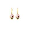 Elegant French Pink Flower Enamel Stud Earrings