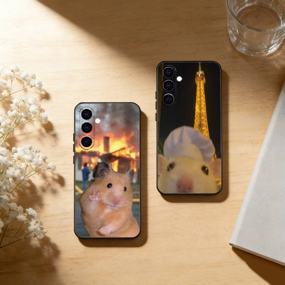 Funny Cute Hamster Phone Case For Samsung Galaxy A73,A72,A71,A70,A53,A52,A51,Others Soft Black Cover